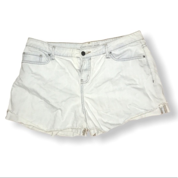 Calvin Klein White Washed Jean Shorts - Picture 1 of 3